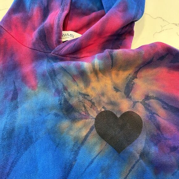 Sprwmn Camelia Heart Tie Died Hoodie Size Small Sold On Mother Denim - Picture 2 of 5